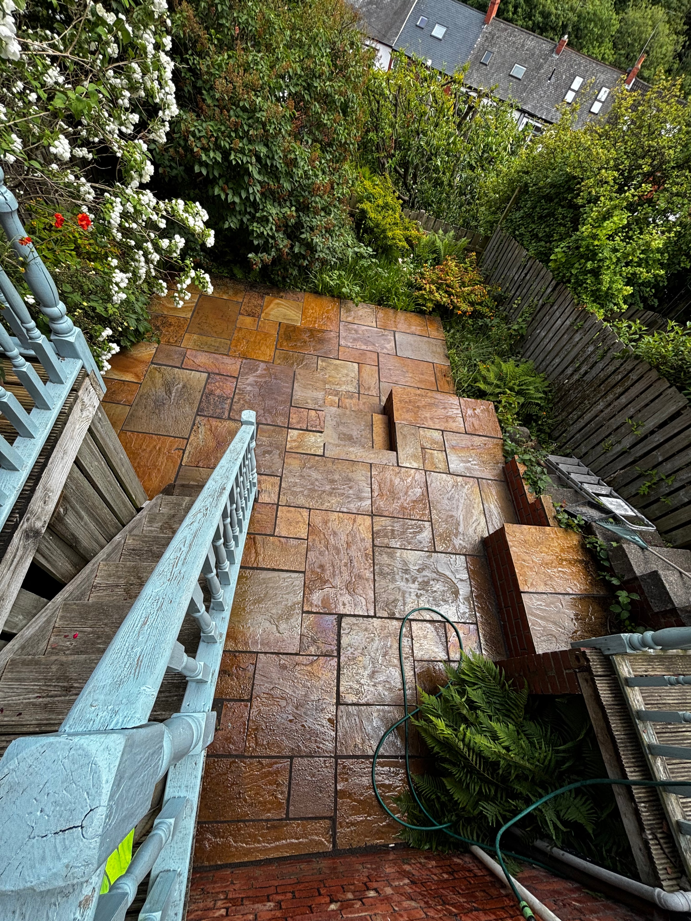 Stone patio construction